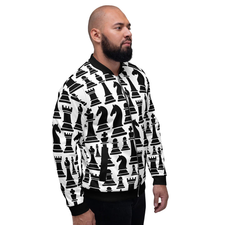 Mens Jacket Black and White Chess Style Bomber Jacket - Mens | Jackets | Bombers