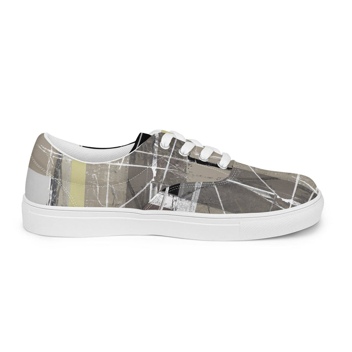 Mens Lace-up Canvas Shoes Abstract Brown Geometric Shapes