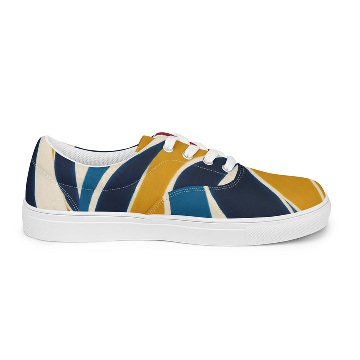 Mens Lace-up Canvas Shoes Abstract Multicolor Swirl Line Pattern