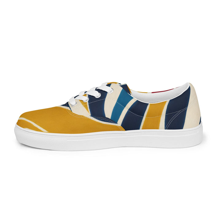 Mens Lace-up Canvas Shoes Abstract Multicolor Swirl Line Pattern