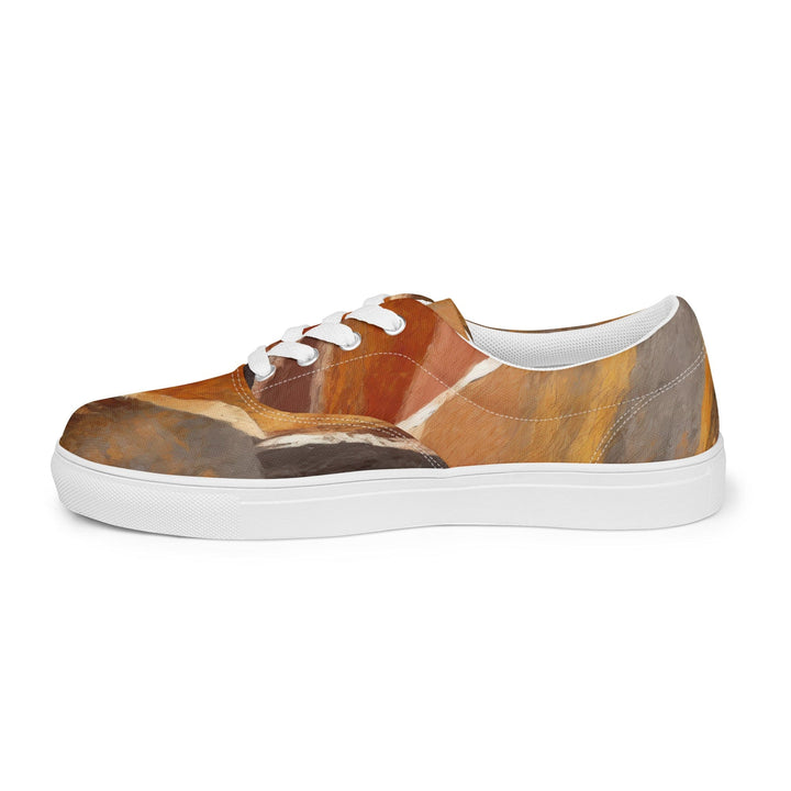 Mens Lace-up Canvas Shoes Rustic Brown Stone Print