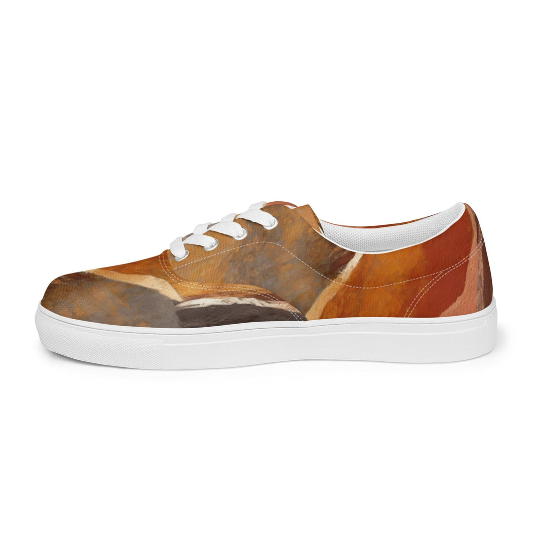 Mens Lace-up Canvas Shoes Rustic Brown Stone Print