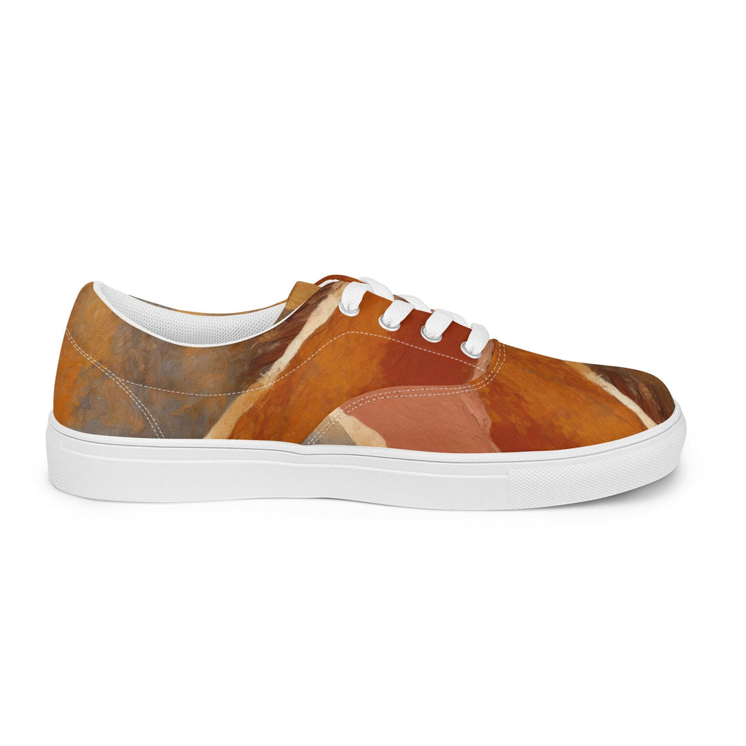 Mens Lace-up Canvas Shoes Rustic Brown Stone Print