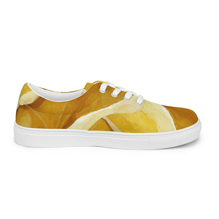 Mens Lace-up Canvas Shoes Rustic Yellow Stone Print