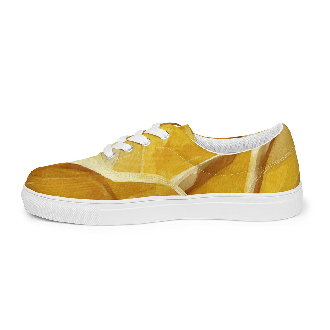 Mens Lace-up Canvas Shoes Rustic Yellow Stone Print