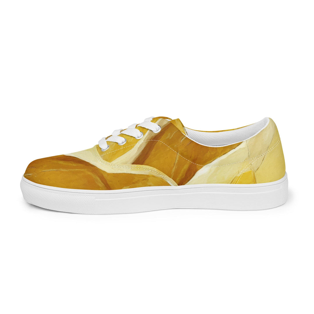 Mens Lace-up Canvas Shoes Rustic Yellow Stone Print