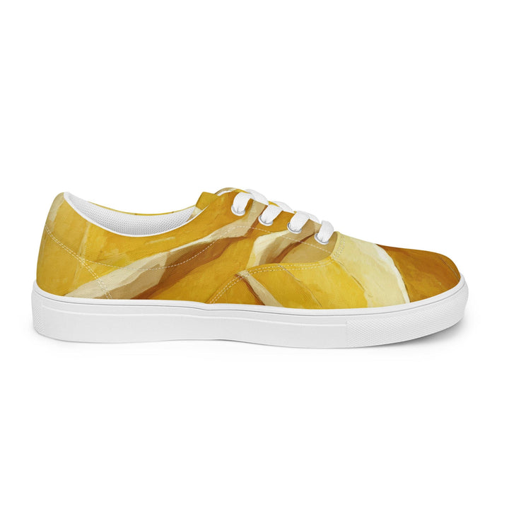 Mens Lace-up Canvas Shoes Rustic Yellow Stone Print