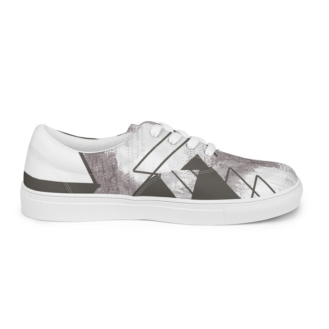 Mens Lace-up Canvas Shoes Ash Grey and White Triangular Colorblock