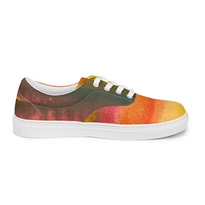 Mens Lace-up Canvas Shoes Autumn Fall Watercolor Abstract Print