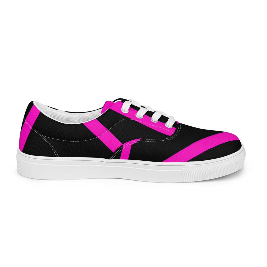 Mens Lace-up Canvas Shoes Black and Pink Pattern 2