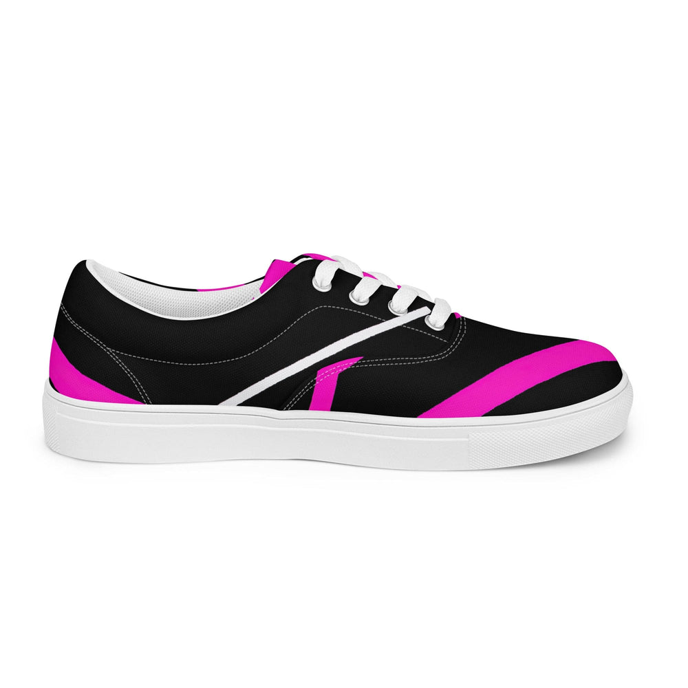 Mens Lace-up Canvas Shoes Black and Pink Pattern 2