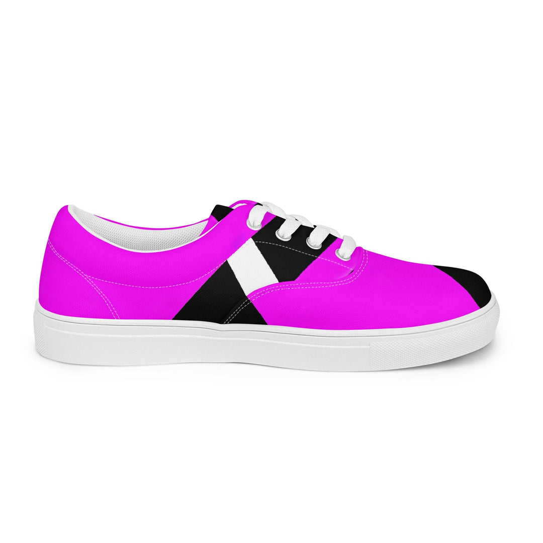 Mens Lace-up Canvas Shoes Black and Pink Pattern