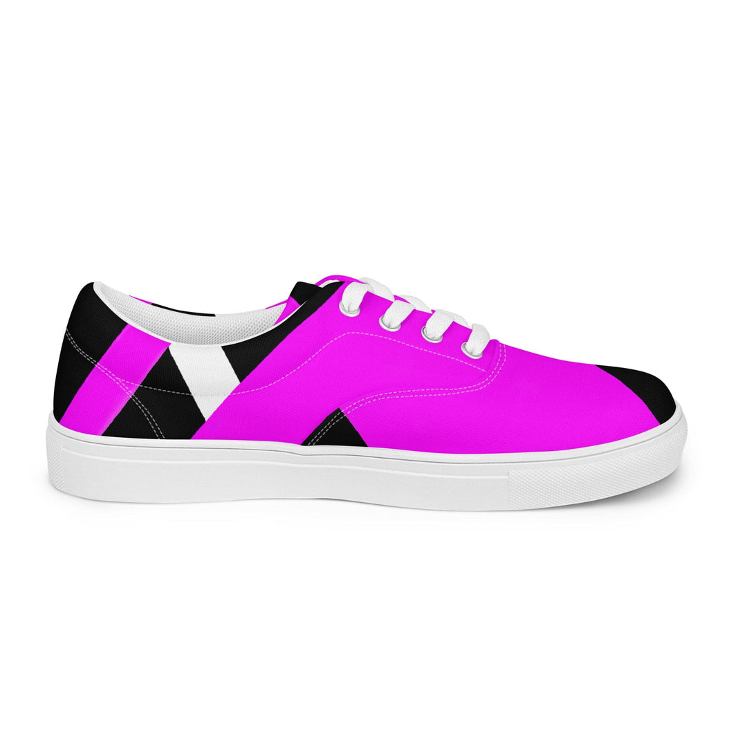 Mens Lace-up Canvas Shoes Black and Pink Pattern