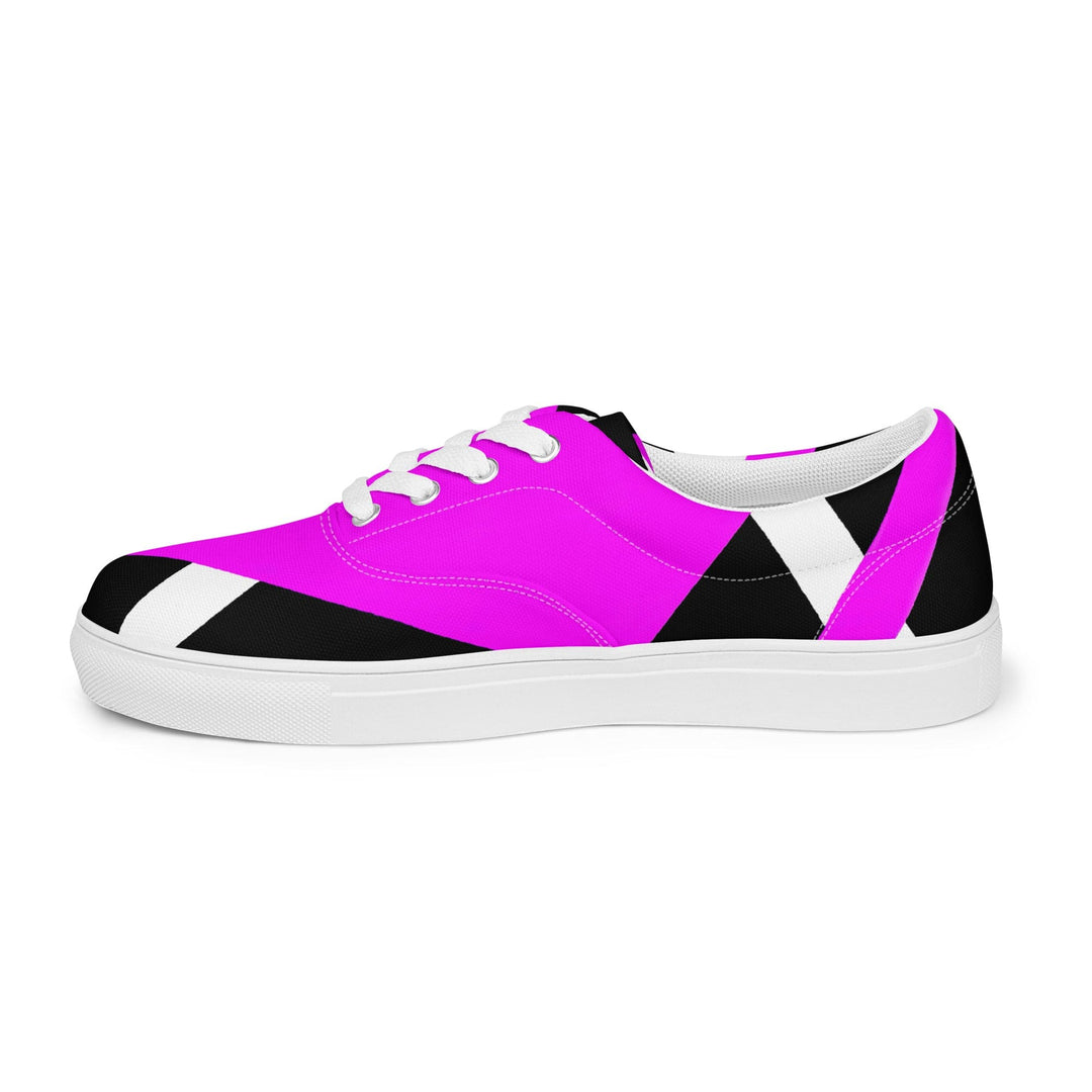 Mens Lace-up Canvas Shoes Black and Pink Pattern