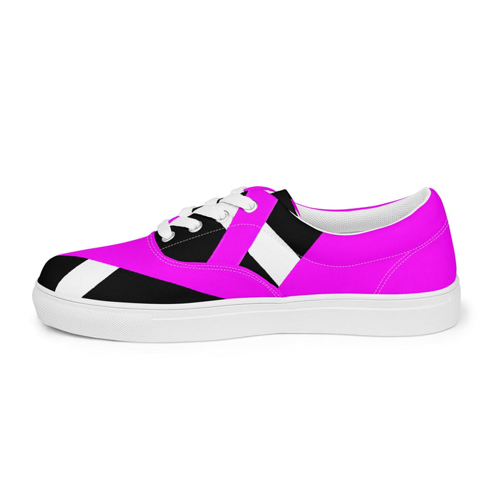 Mens Lace-up Canvas Shoes Black and Pink Pattern