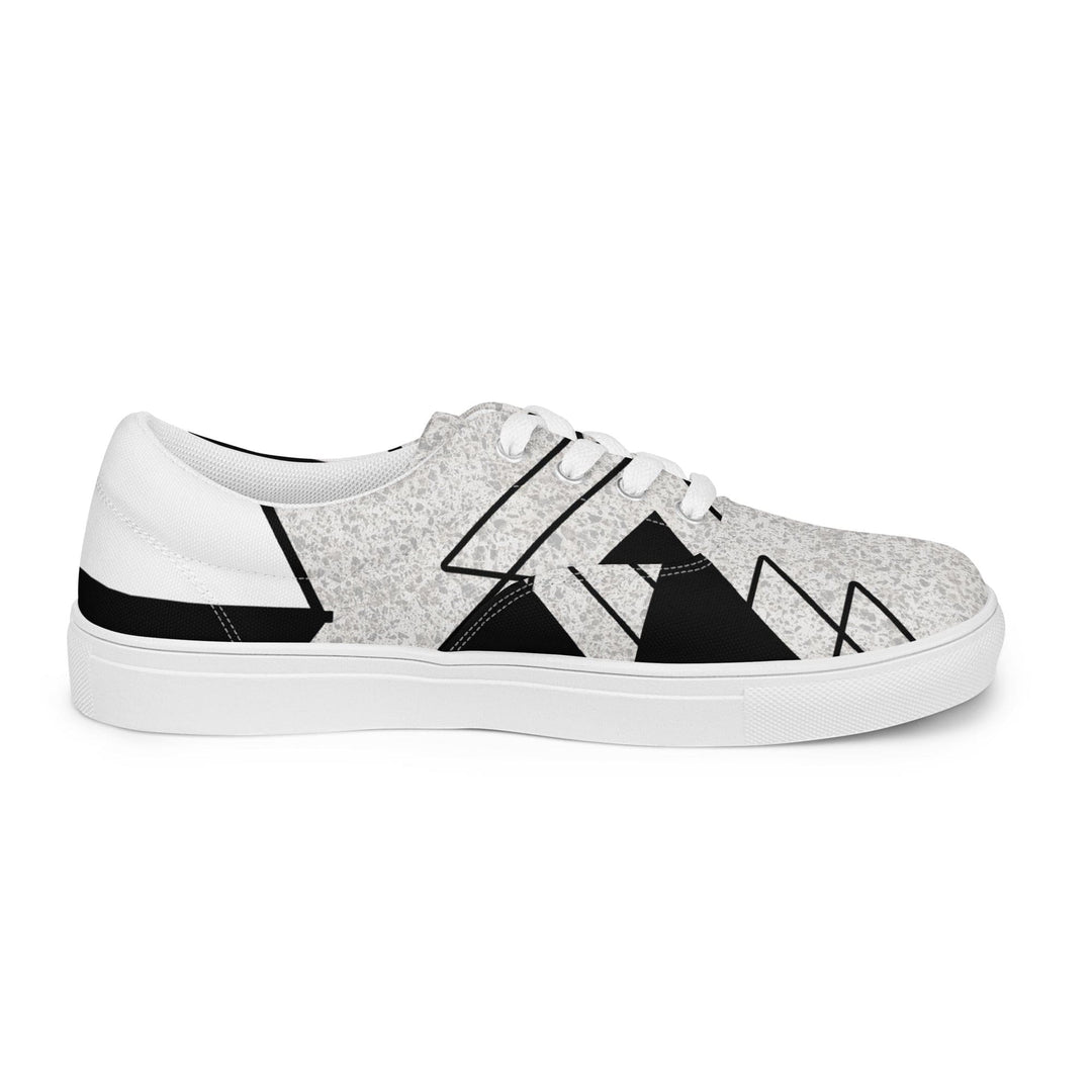 Mens Lace-up Canvas Shoes Black and White Ash Grey Triangular