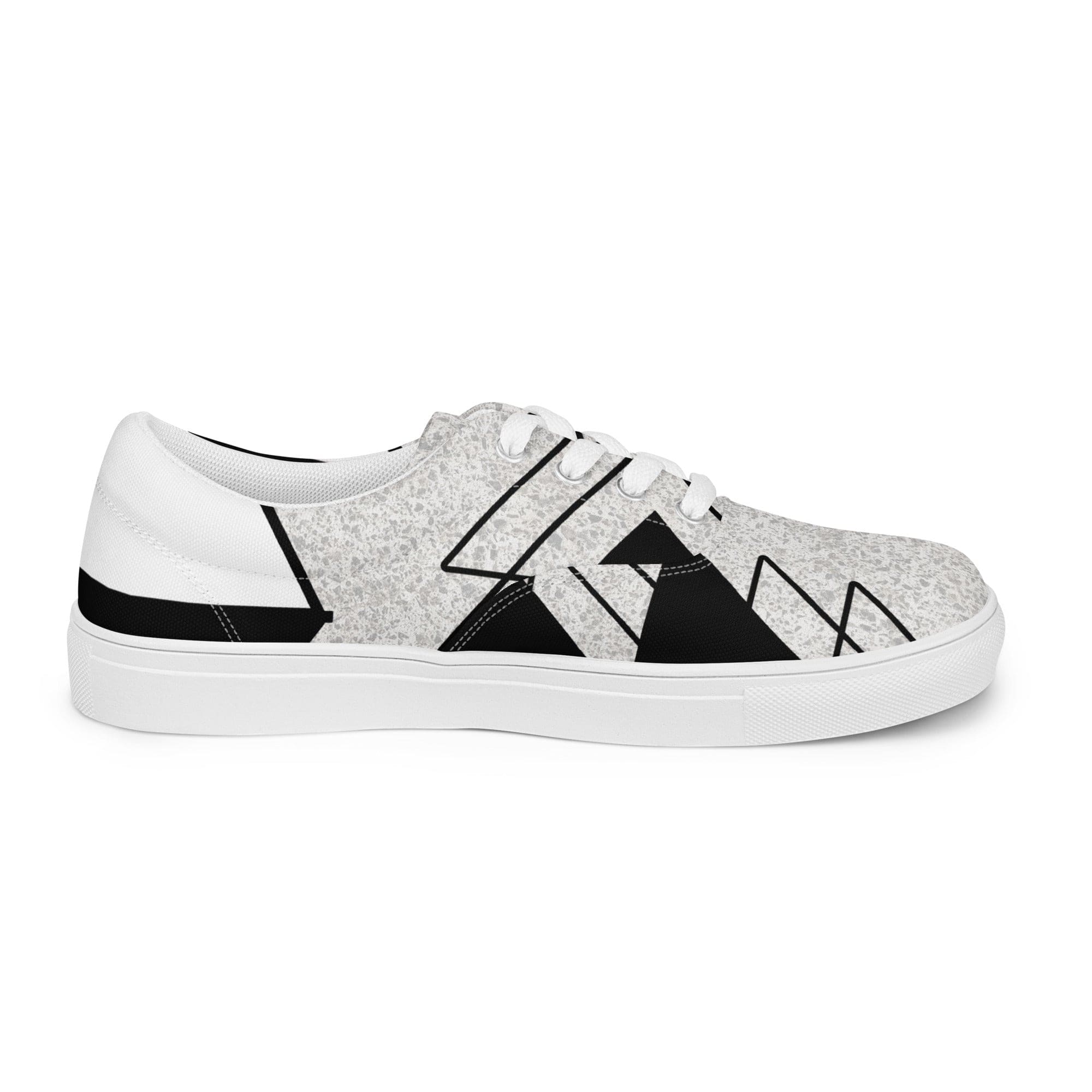 Mens Lace-up Canvas Shoes - Black and White Ash Grey Triangular – inQue ...