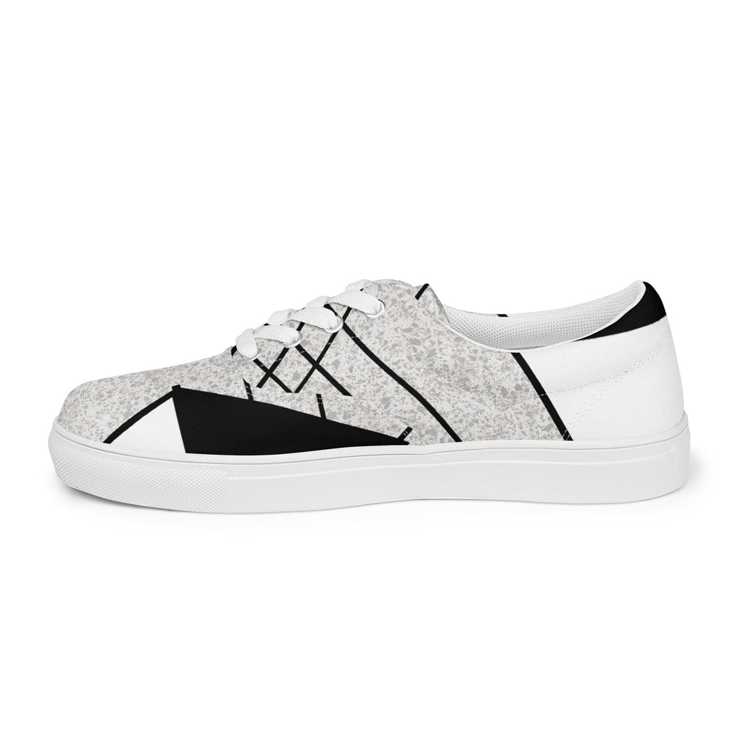 Mens Lace-up Canvas Shoes Black and White Ash Grey Triangular