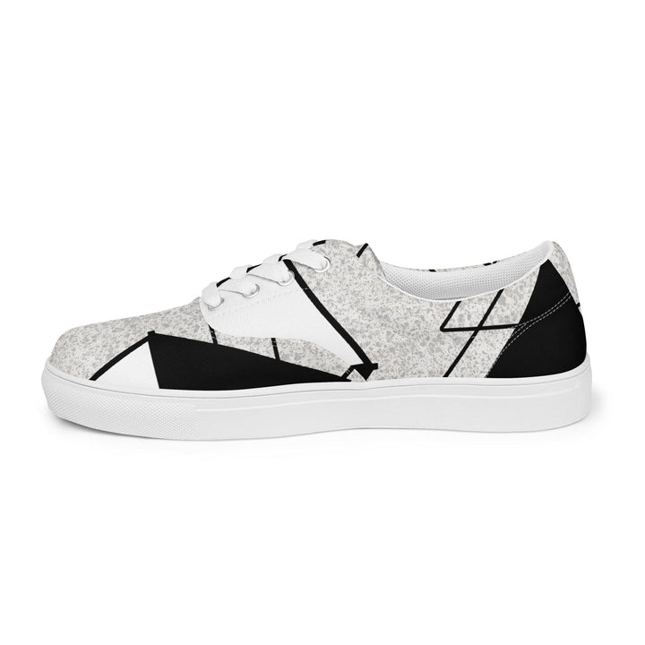 Mens Lace-up Canvas Shoes Black and White Ash Grey Triangular