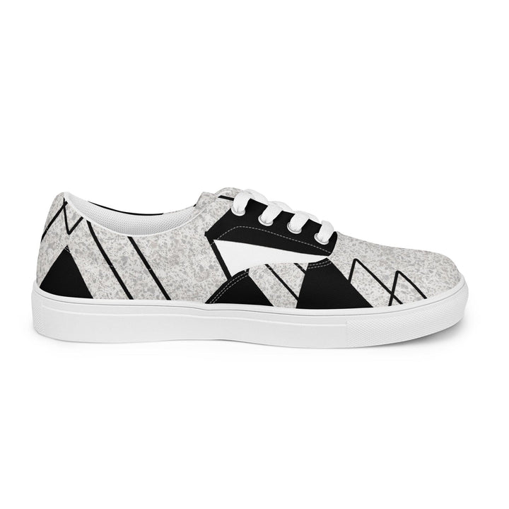 Mens Lace-up Canvas Shoes Black and White Ash Grey Triangular