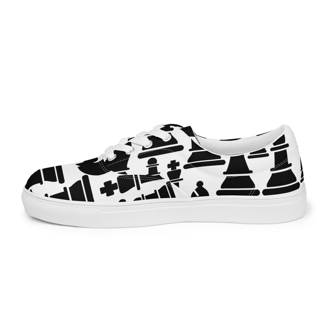 Mens Lace-up Canvas Shoes Black and White Chess Print