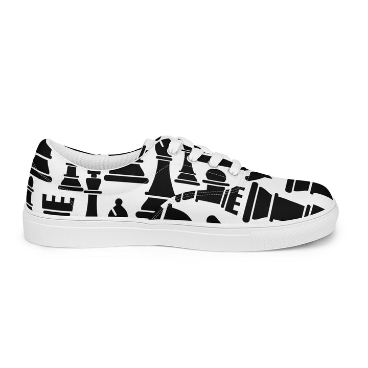 Mens Lace-up Canvas Shoes Black and White Chess Print