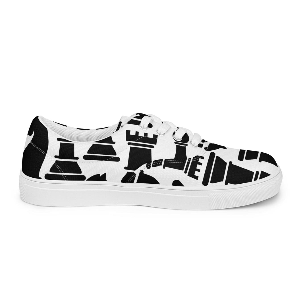 Mens Lace-up Canvas Shoes Black and White Chess Print