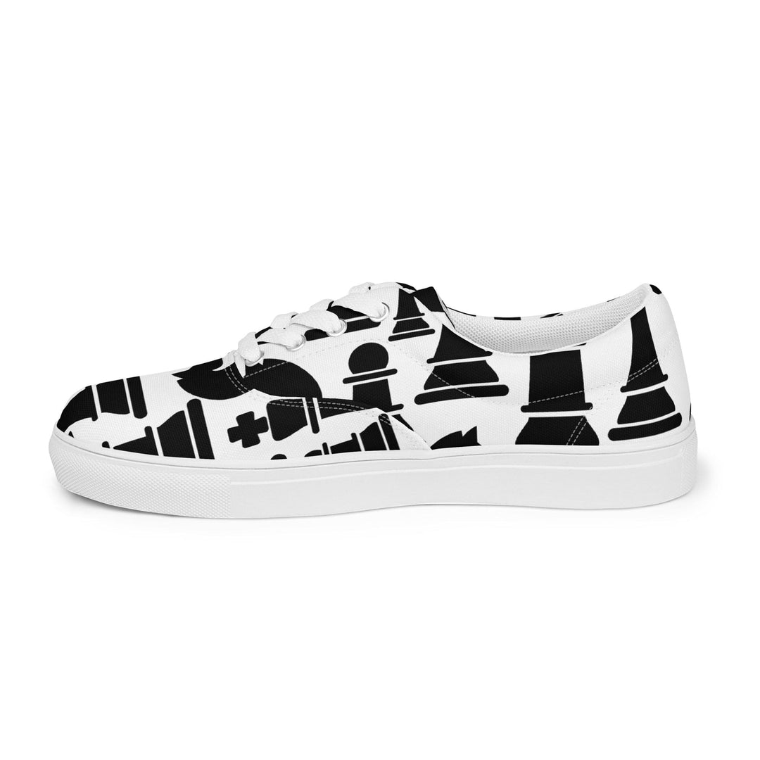 Mens Lace-up Canvas Shoes Black and White Chess Print