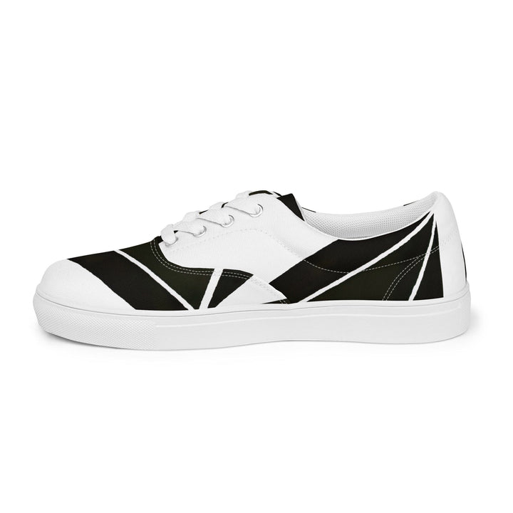 Mens Lace-up Canvas Shoes Black and White Geometric Pattern