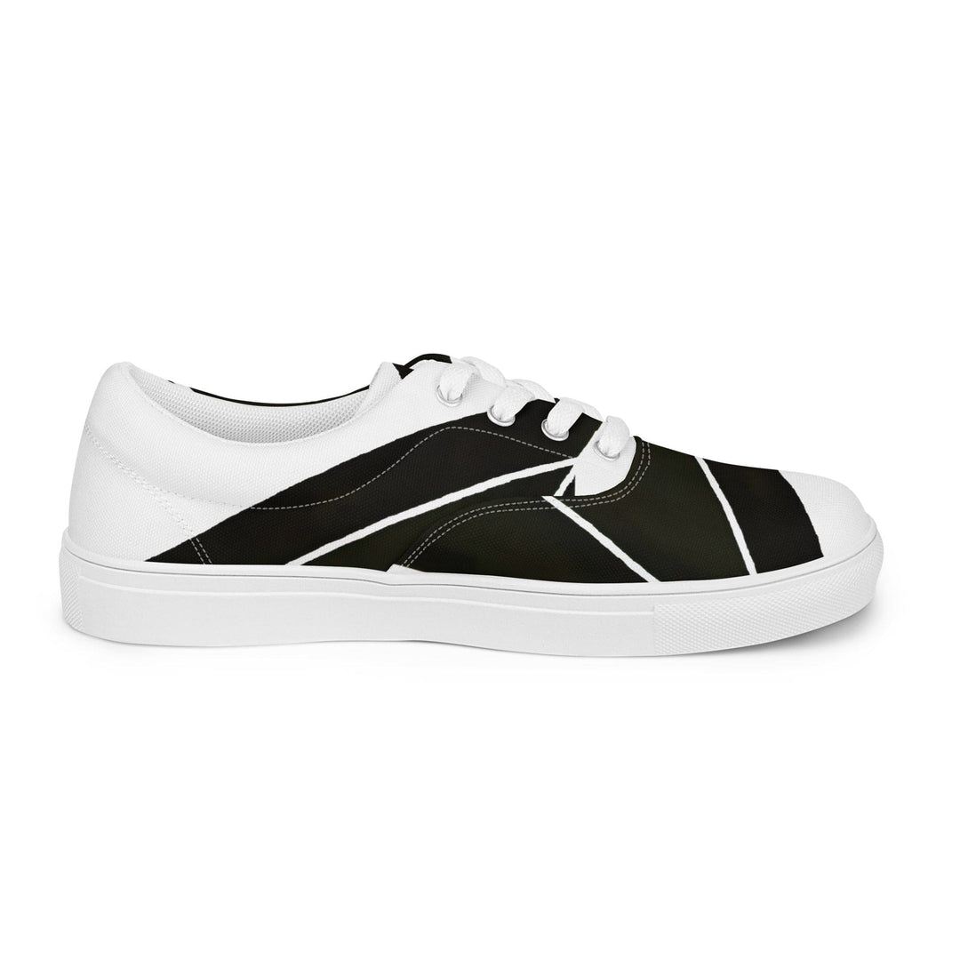 Mens Lace-up Canvas Shoes Black and White Geometric Pattern