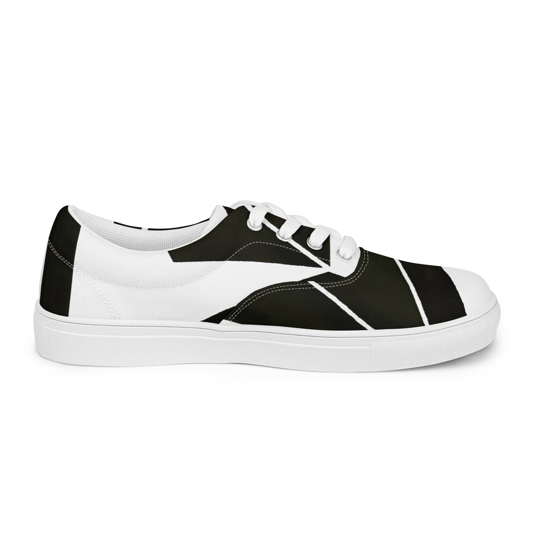 Mens Lace-up Canvas Shoes Black and White Geometric Pattern