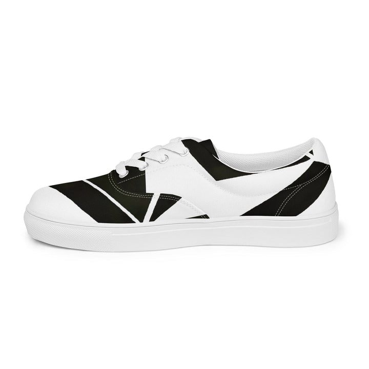 Mens Lace-up Canvas Shoes Black and White Geometric Pattern