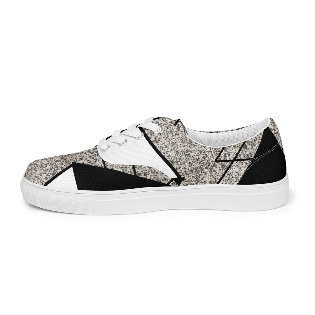 Mens Lace-up Canvas Shoes Black and White Triangular Colorblock