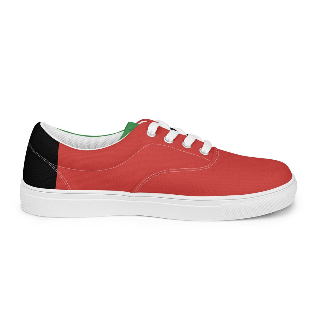 Mens Lace-up Canvas Shoes Black Red Green Stripped 4