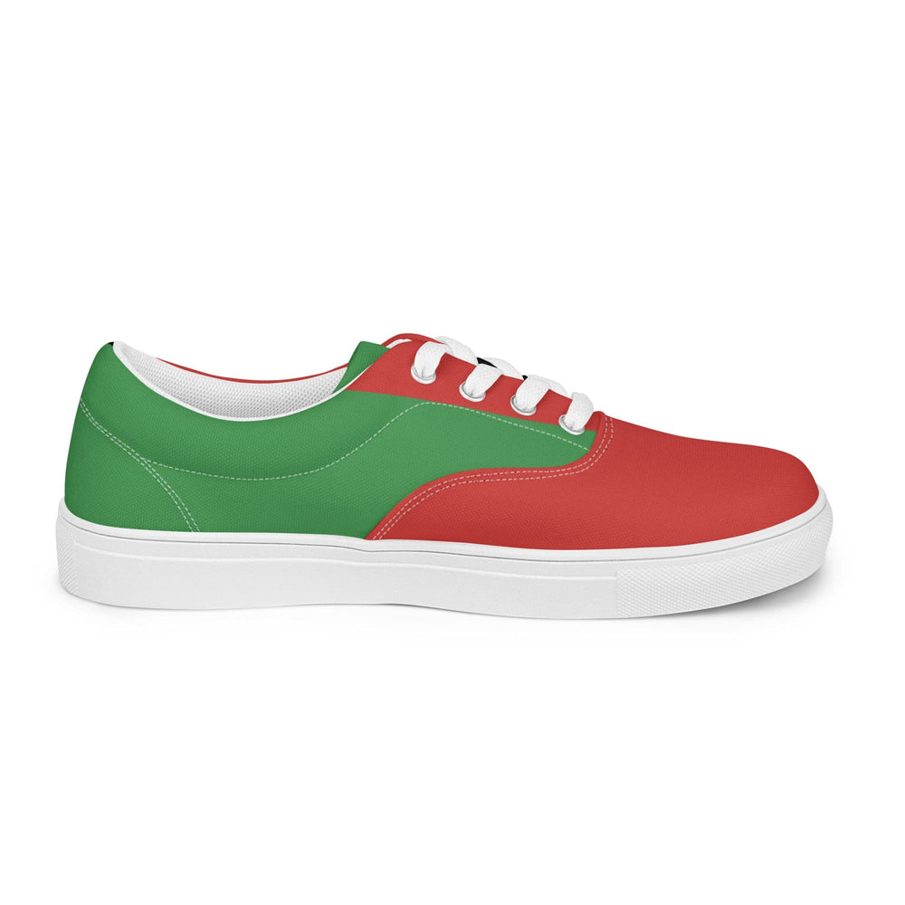 Mens Lace-up Canvas Shoes Black Red Green Stripped 4