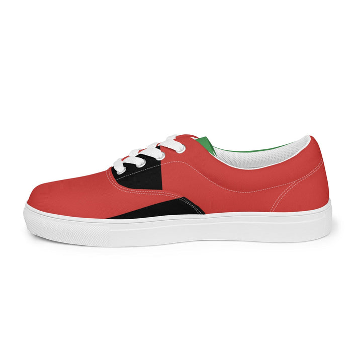 Mens Lace-up Canvas Shoes Black Red Green Stripped 4