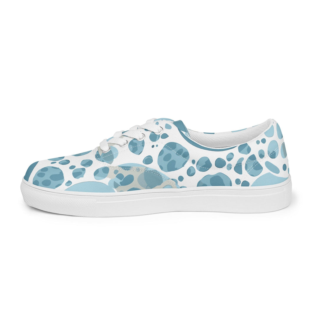 Mens Lace-up Canvas Shoes Blue and White Circular Spotted