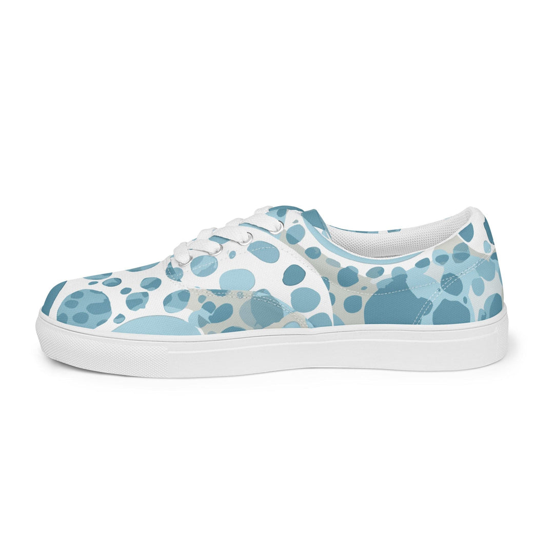 Mens Lace-up Canvas Shoes Blue and White Circular Spotted