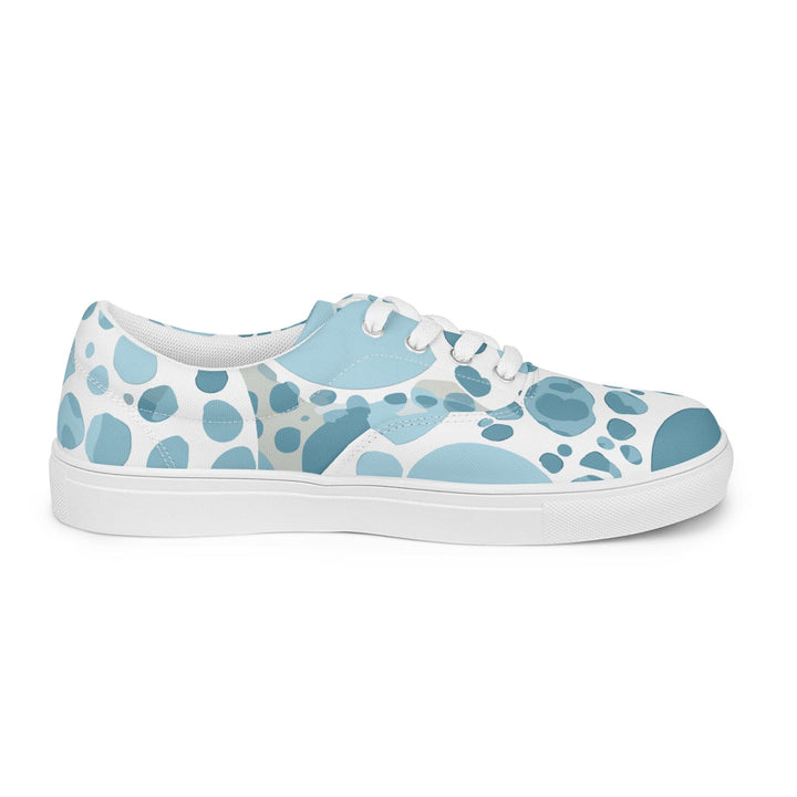 Mens Lace-up Canvas Shoes Blue and White Circular Spotted