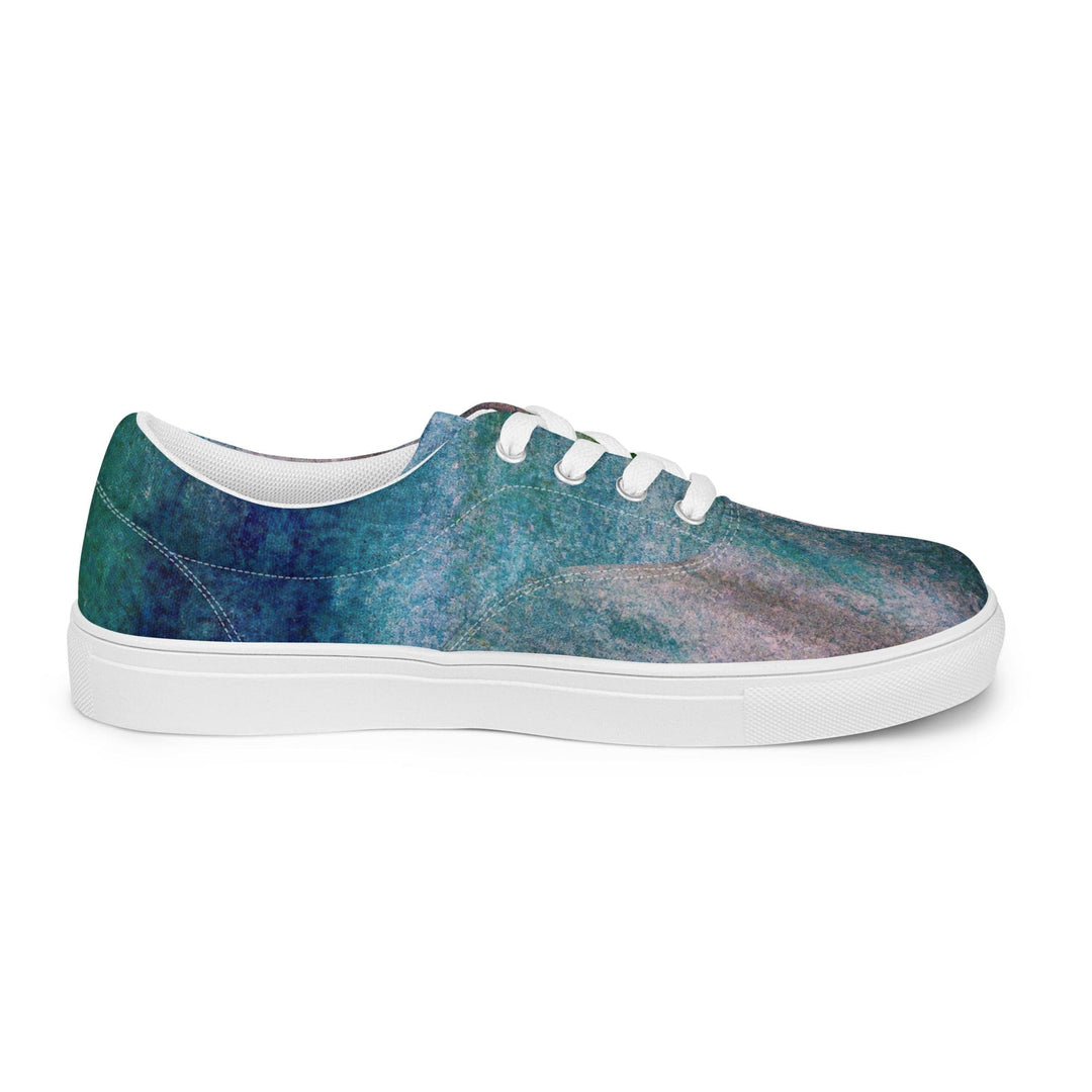 Mens Lace-up Canvas Shoes Blue Hue Watercolor Abstract Print