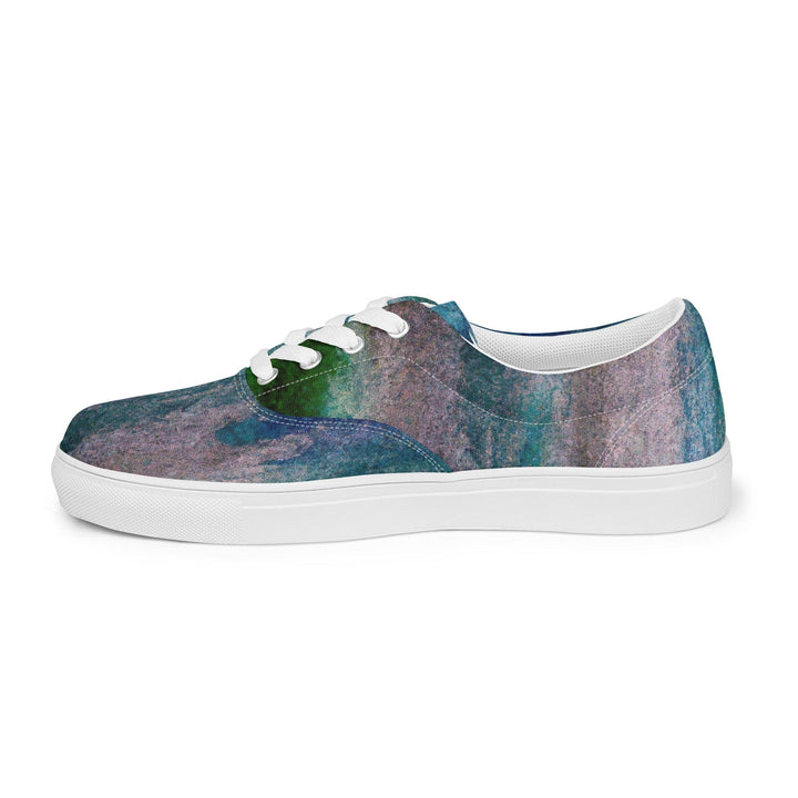 Mens Lace-up Canvas Shoes Blue Hue Watercolor Abstract Print