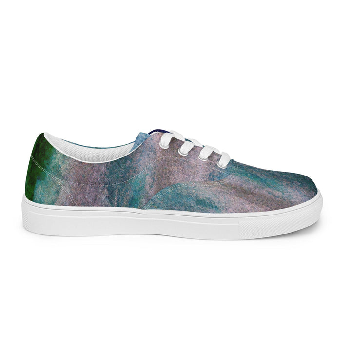 Mens Lace-up Canvas Shoes Blue Hue Watercolor Abstract Print