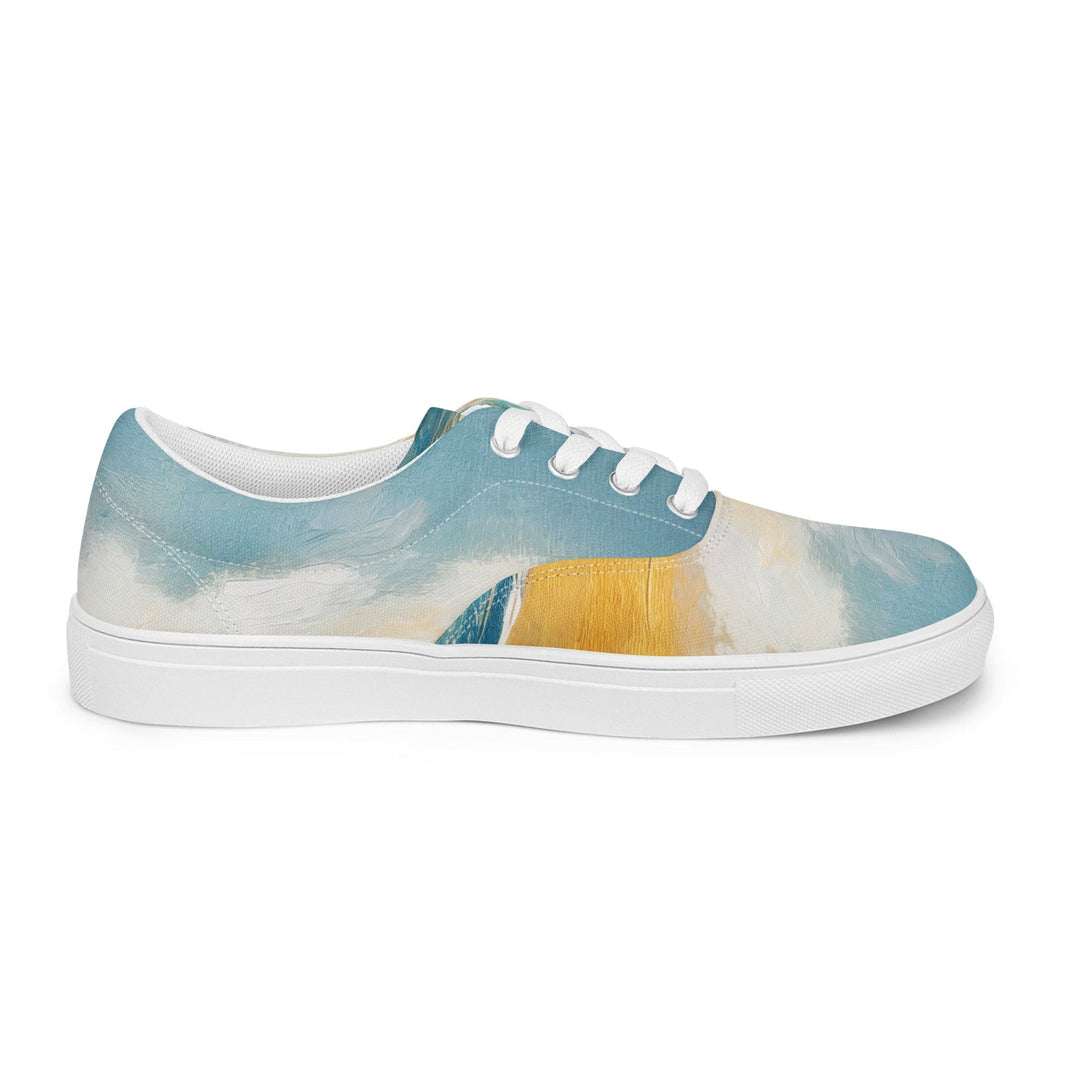 Mens Lace-up Canvas Shoes Blue Ocean Golden Sunset Print 3