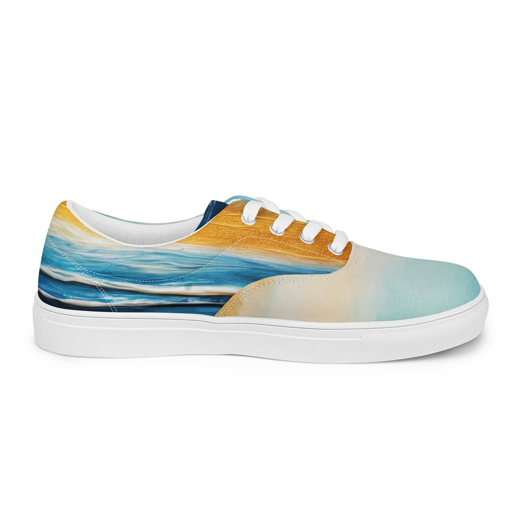 Mens Lace-up Canvas Shoes Blue Ocean Golden Sunset Print 4