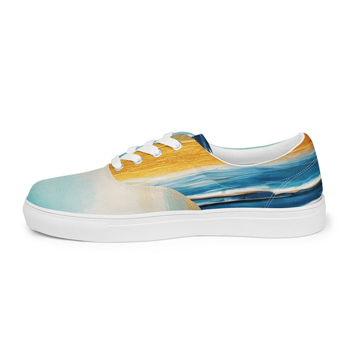 Mens Lace-up Canvas Shoes Blue Ocean Golden Sunset Print 4