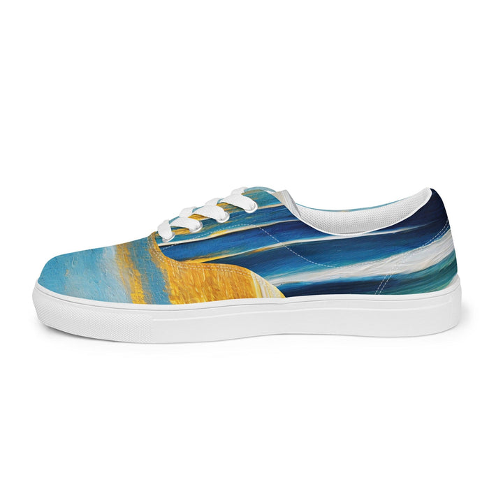 Mens Lace-up Canvas Shoes Blue Ocean Golden Sunset Print