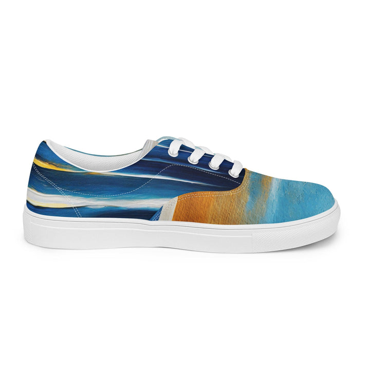 Mens Lace-up Canvas Shoes Blue Ocean Golden Sunset Print