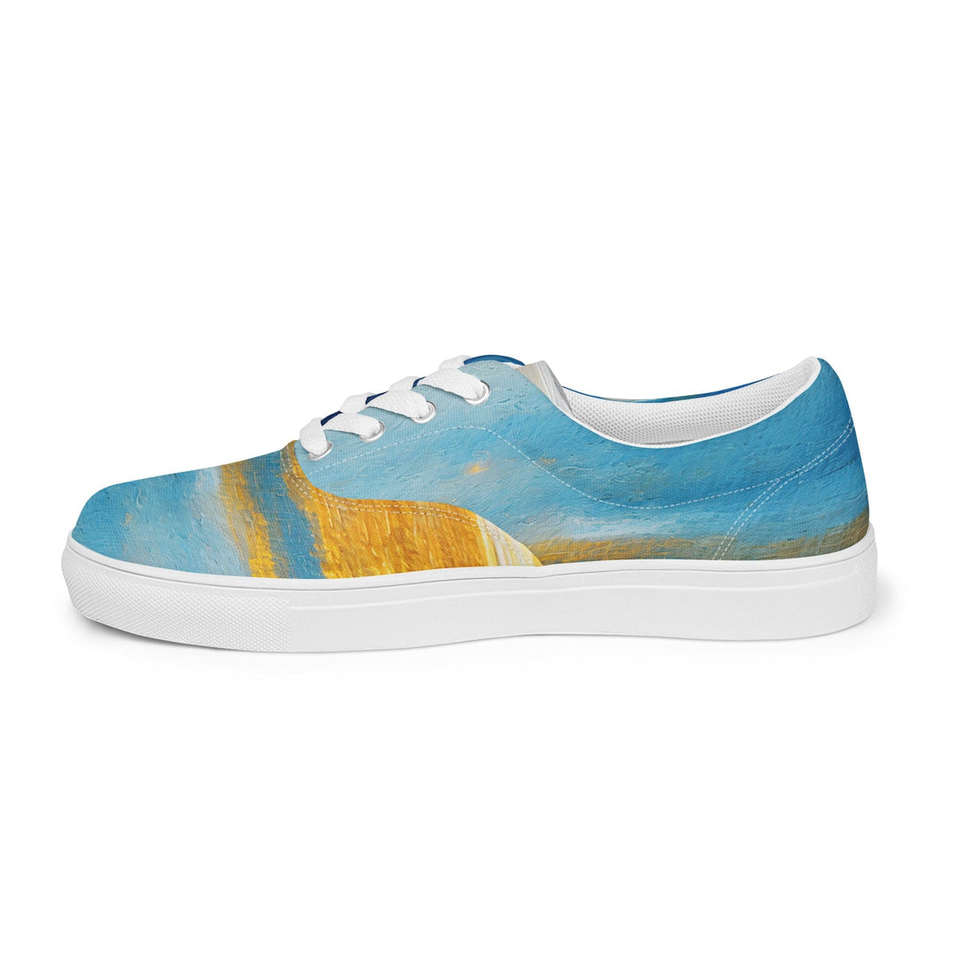 Mens Lace-up Canvas Shoes Blue Ocean Golden Sunset Print