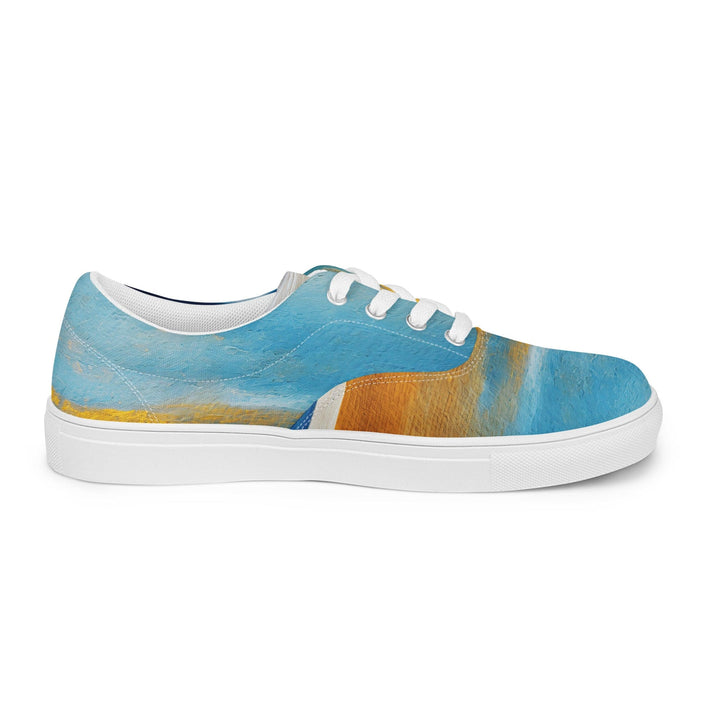 Mens Lace-up Canvas Shoes Blue Ocean Golden Sunset Print