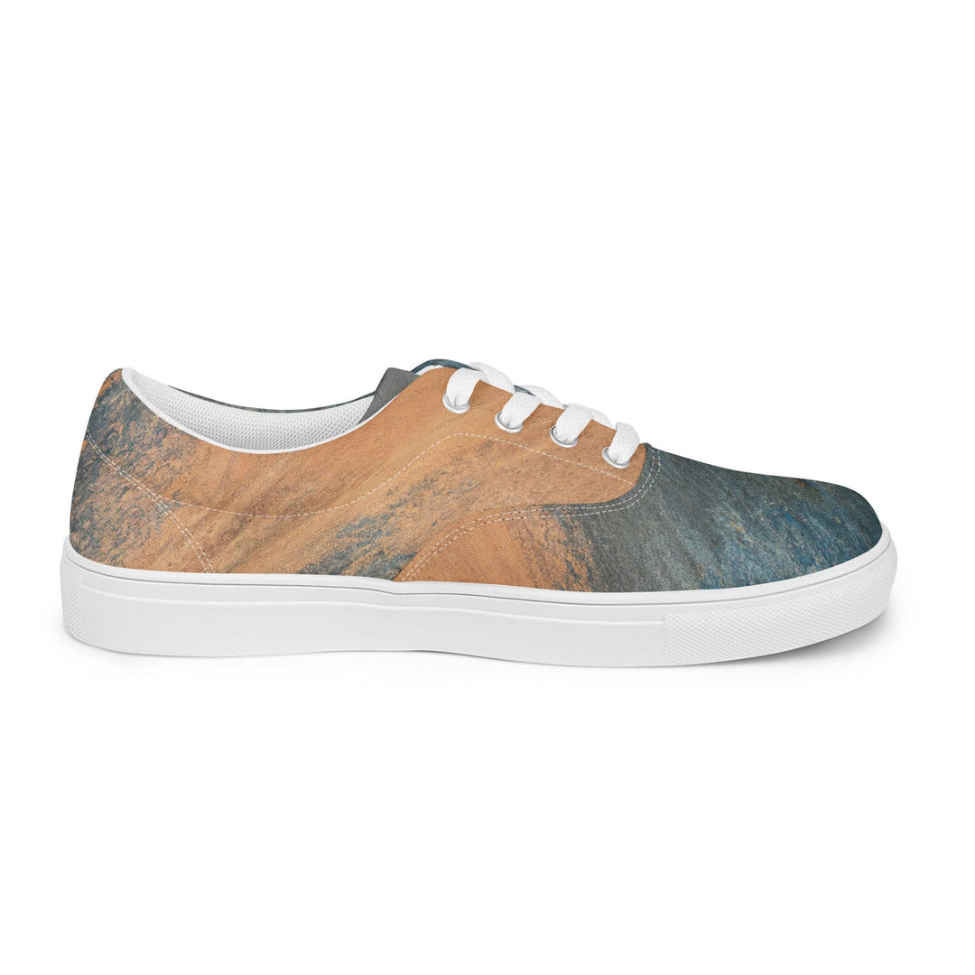 Mens Lace-up Canvas Shoes Blue Orange Abstract Pattern